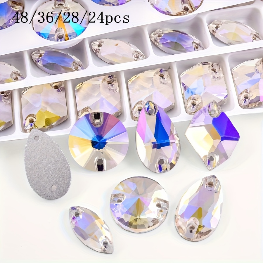 

48/36/28/24pcs Mixed Color High-end Starry Sky Stained Glass Hand- Rhinestones, For Clothing, Shoes, Diy, Bags, Hats, Crafts Decorations