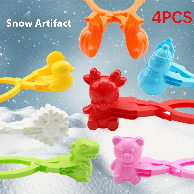 

4pcs Cartoon Clips - Fun Winter Outdoor Play Set For , Plastic, Assorted Colors