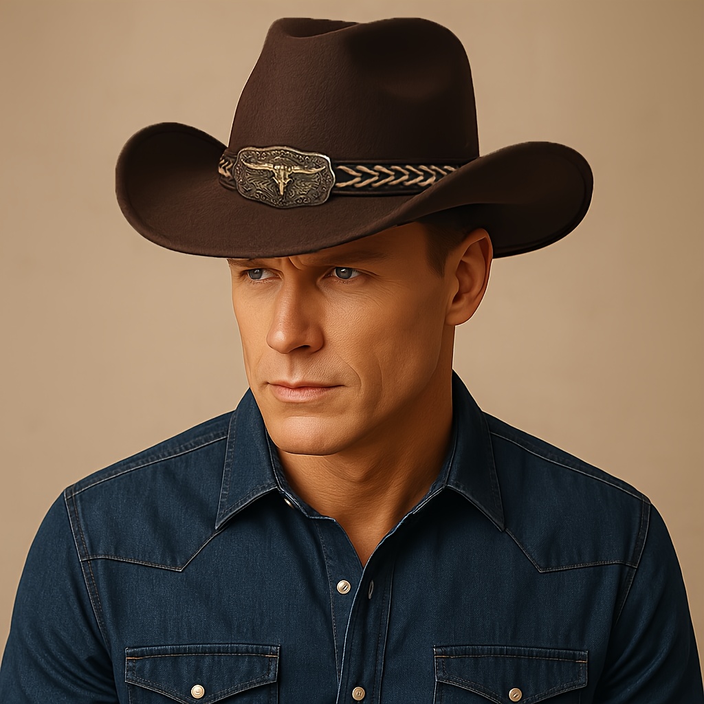 cowboy hats men western style mens wide brim sun hat summer Temu