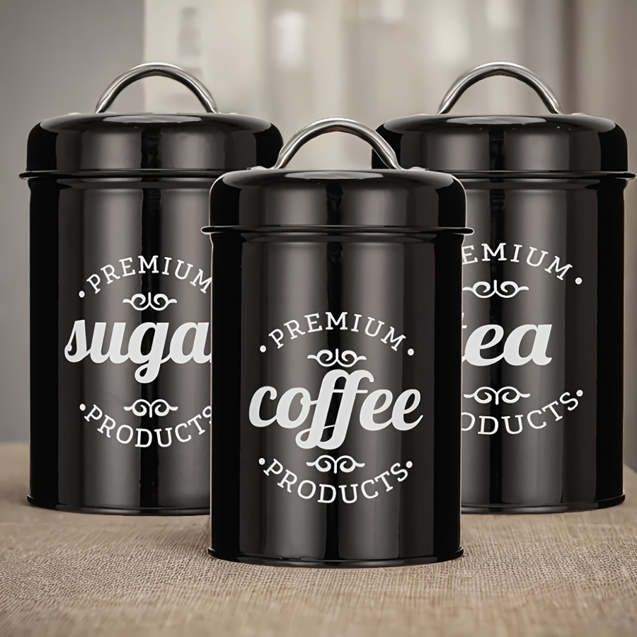TEMU 3pcs Metal Tin Set Reusable Cookie And Snack Storage Containers, Kitchen Organization Must-have, For , Candies, Coffee Beans, Flour And Sugar |