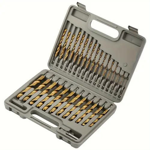 titanium impact drill bit set 30 pcs hex shank hss quick change design 1 16 1 2