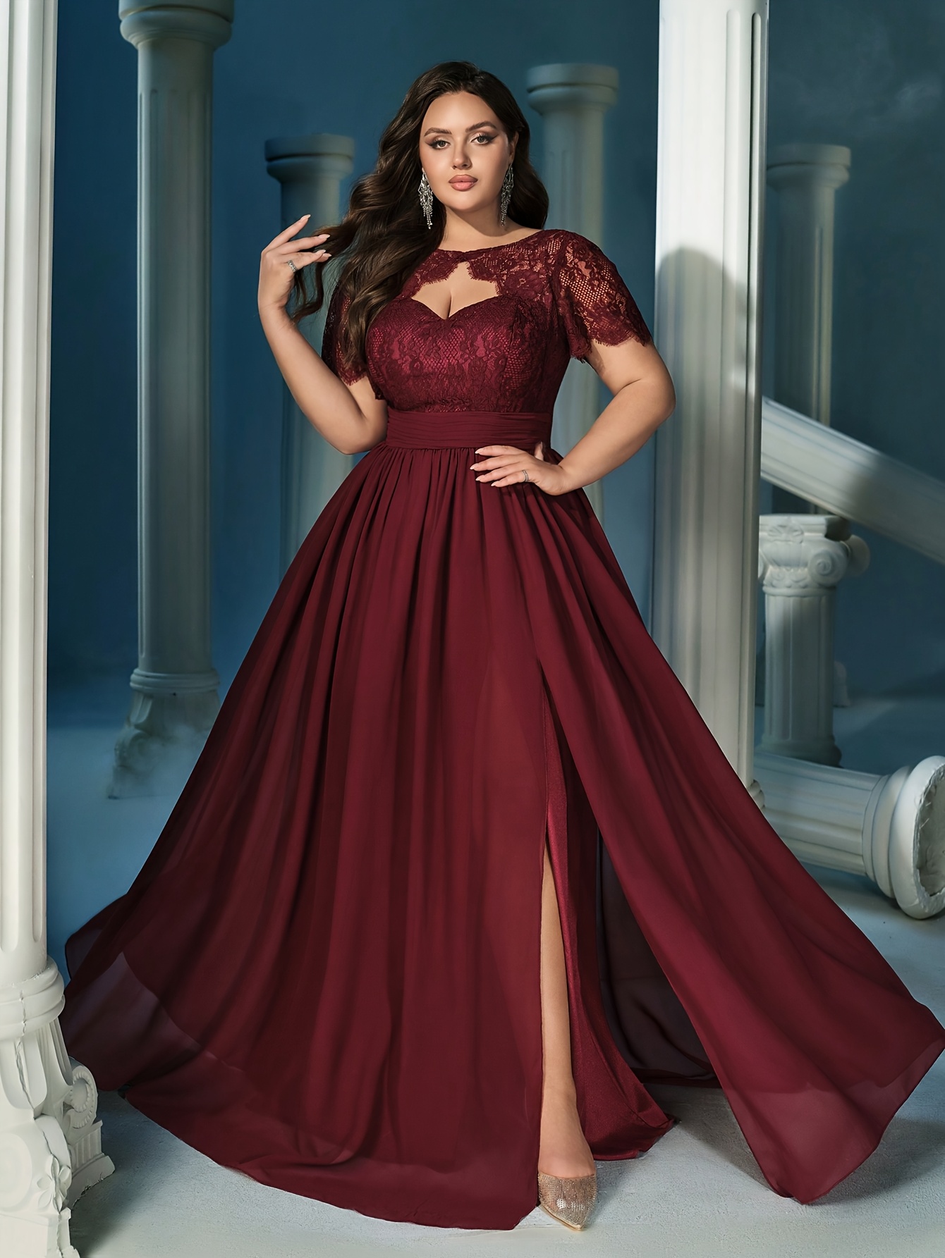 plus size plus size lace high waist floor length - Temu United Arab Emirates