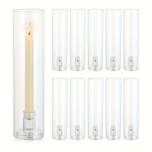 hurricane glass candlestick holders taper candle holder with windproof cylinder covers 11 8 inch tall clear candle stick holder stand for wedding birthday christmas home decor