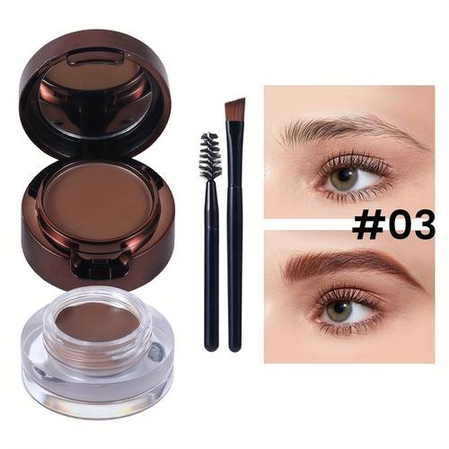 a dual purpose eyebrow powder and gel that offers and long lasting end waterproof and sweat resistant preventing smudging and to and shape your brows with a single palette