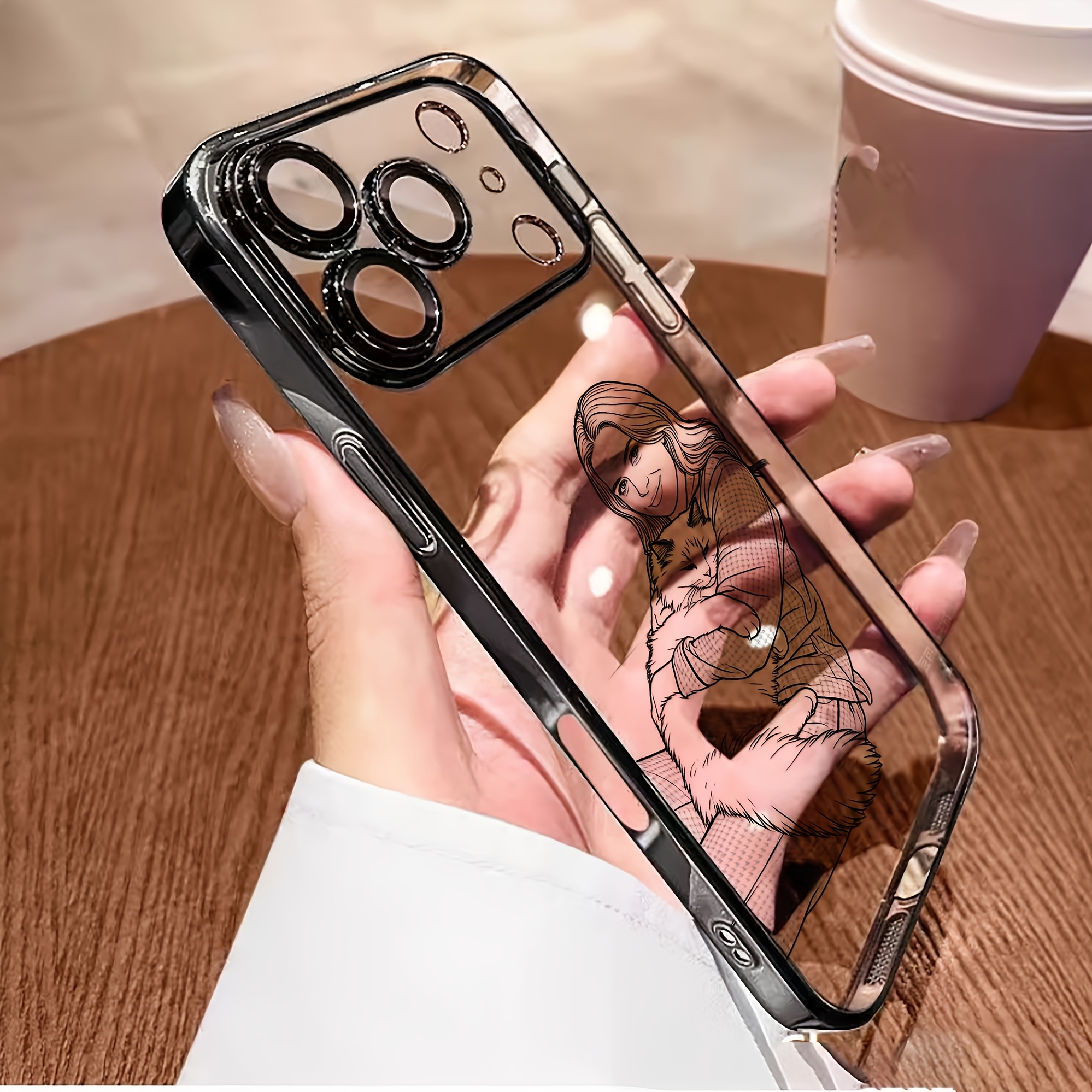 TEMU Phone Case: Personalized Customized Line Drawing Case Compatible With Iphone 18 17 16 15 14 13 12 11 Pro Max Plating Candy Color Cover Luxury