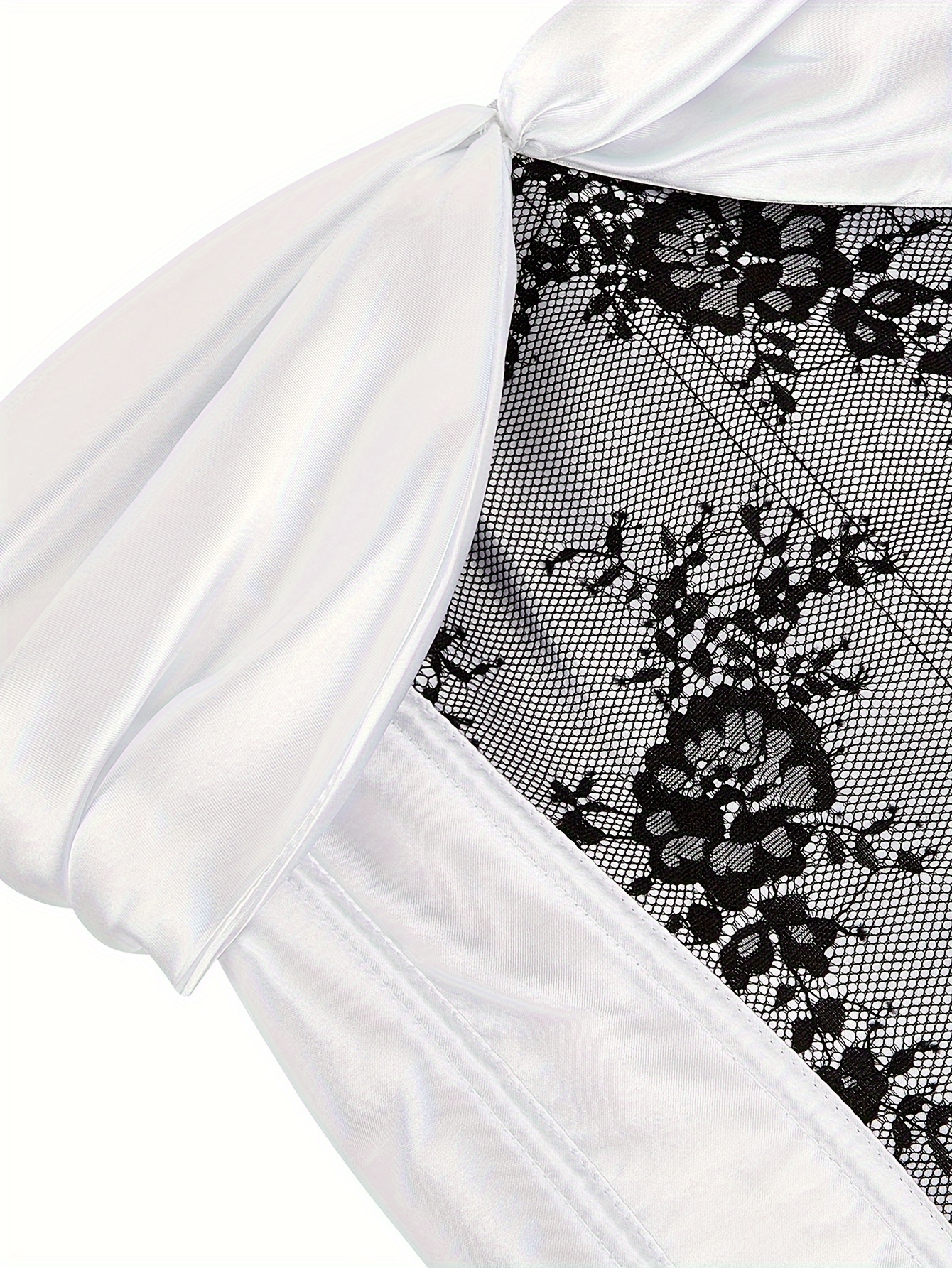 Lace Splicing Ruched Tube Top, Elegant Cross Tie Back Corset Strapless Top, Women's Clothing