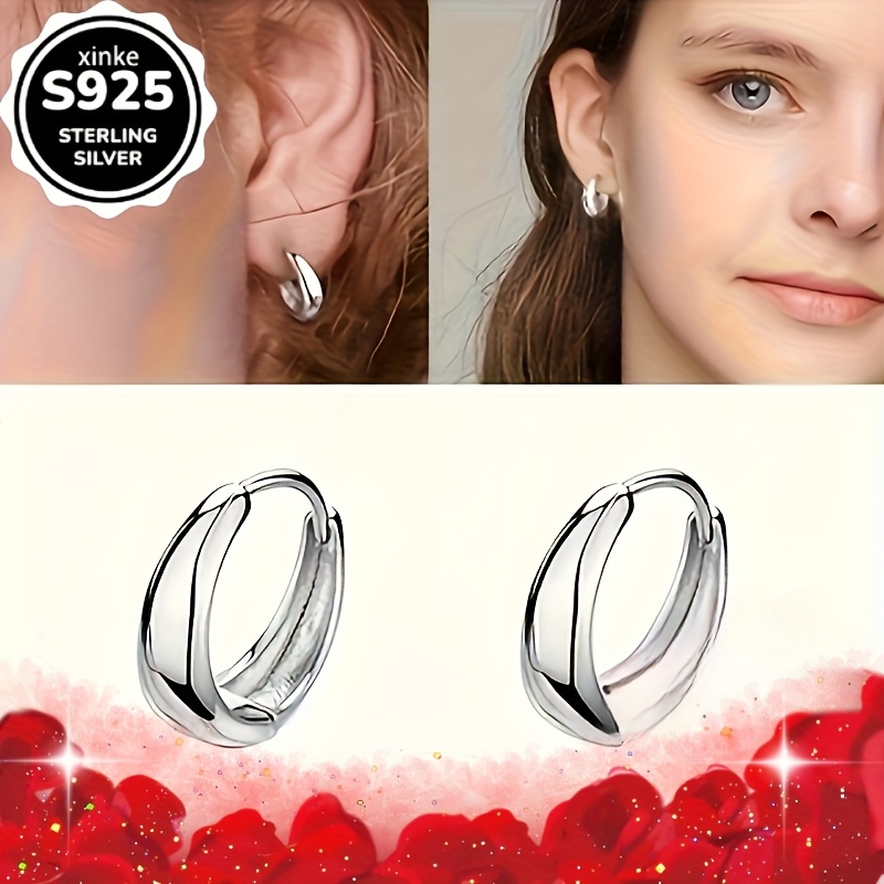 S925 Pure Silver Round Dangle Earrings with Gemstones