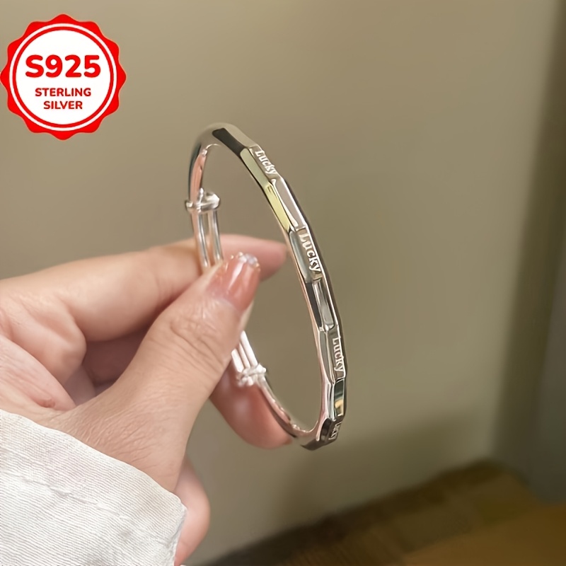 925 Hypoallergenic Adjustable Letter Bangle Bracelet, Versatile Gift