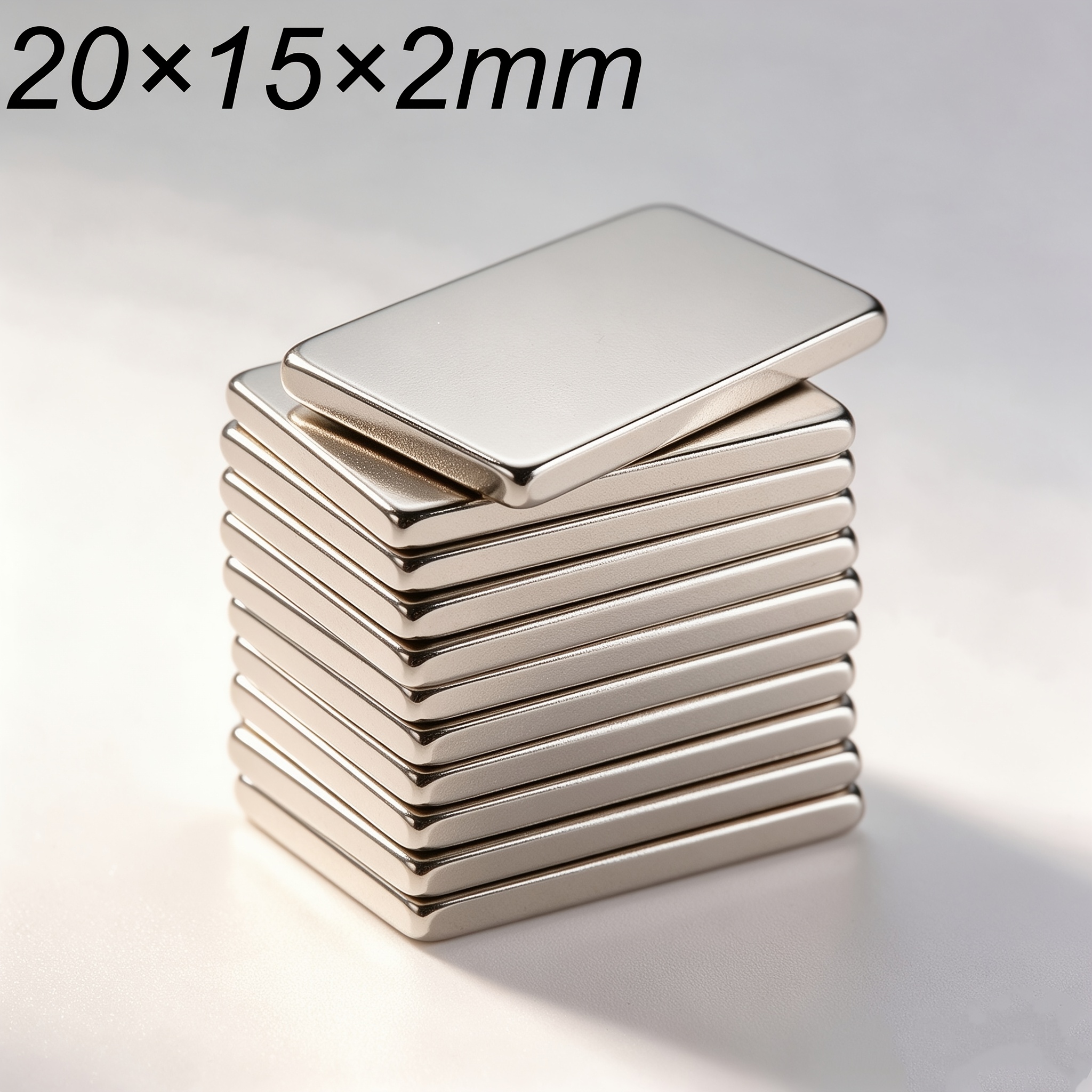 TEMU 20 X 15 X 2mm Square Magnets, 11pcs Good Refrigerator Magnets, Silvery Flat Thin Magnets, Rectangular Neodymium Magnets, For Tools, Kitchens,