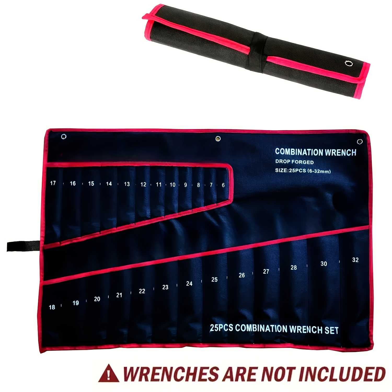 

1pc Wrench Roll Up Pouch With Safety Strap Closure, Portable Handle, And Heavy-duty Hanging For - Premium Tool Storage And Organization Solution For Wrenches, Screwdrivers, And Pliers