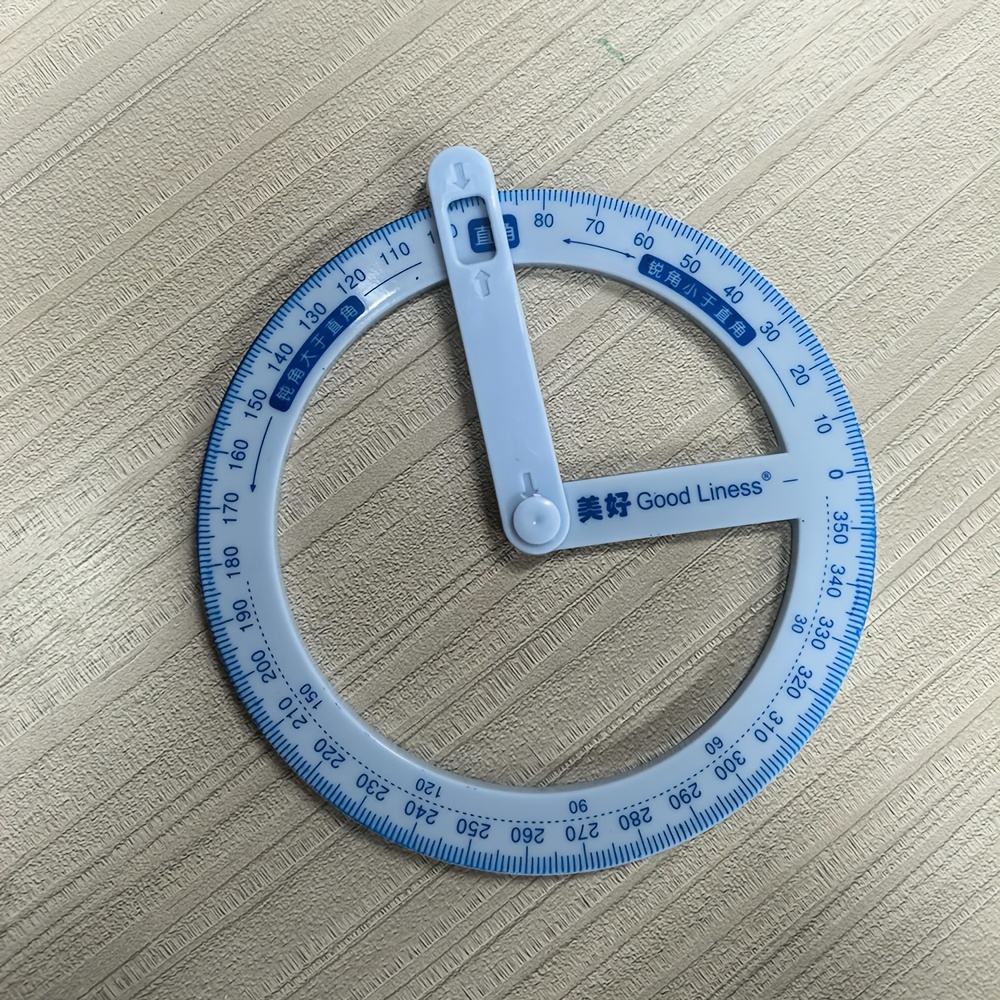 TEMU 360-degree Rotating Protractor - Precision Angle Measuring Tool For Drawing And Measuring, Made Of Durable Plastic, An Essential Office Supply,