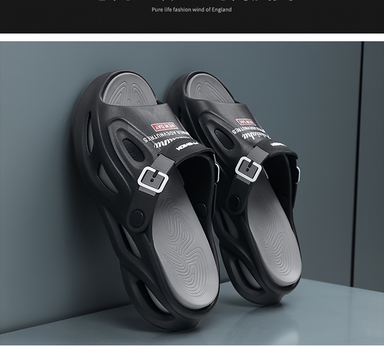 mens summer slip on slippers with anti slip eva thick sole dual purpose outdoor and casual beach sandals for driving Product details 1