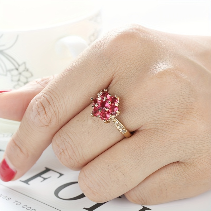 Women's Luxury Rose Red Imitation Crystal Ring