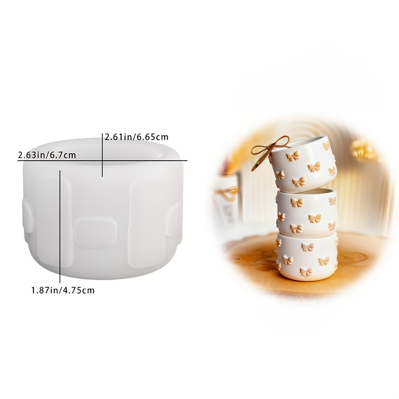 1 Cute Bow-shaped Clay Candle Mold Silicone Mold Bow-shaped Candle Jar Mold