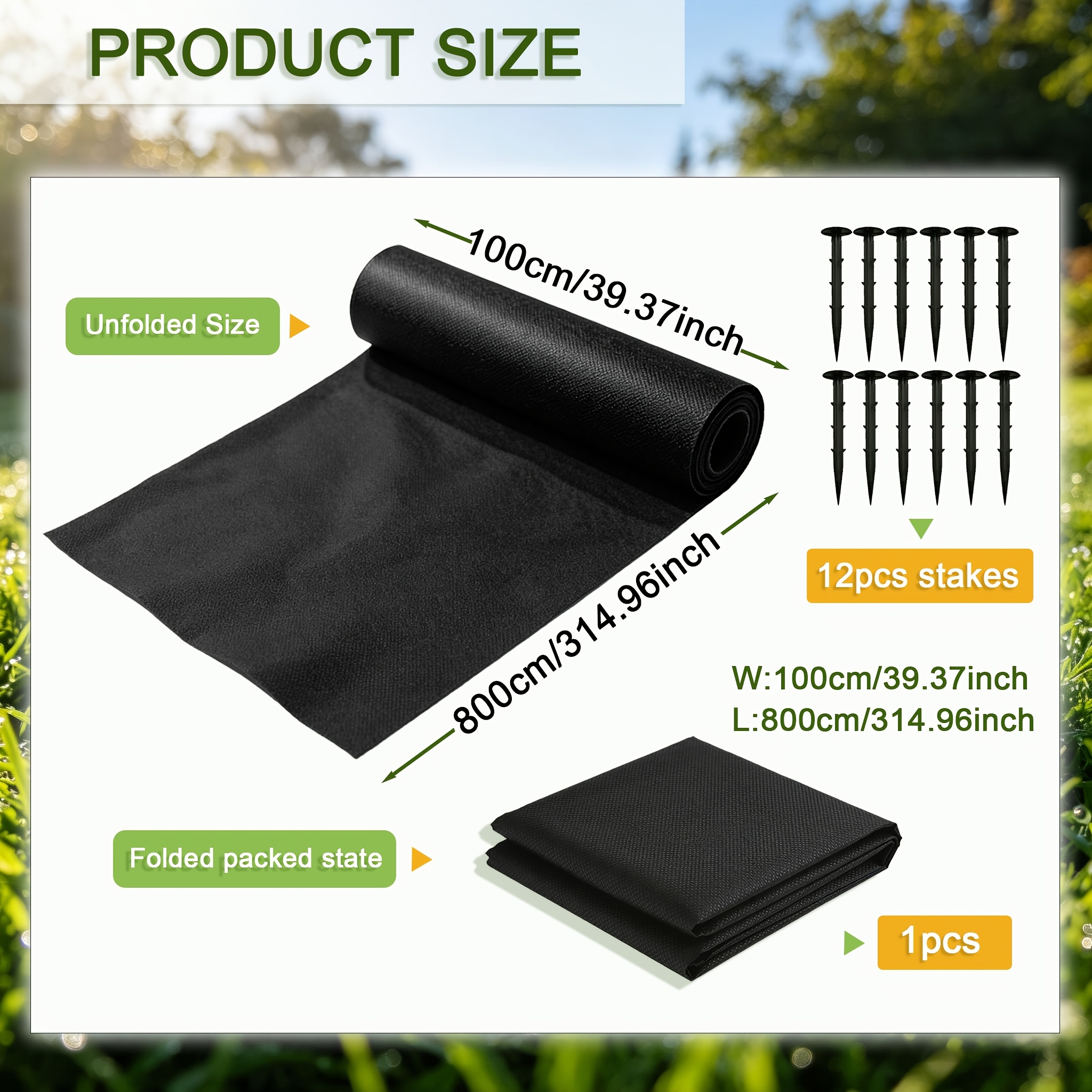 TEMU 8-meter Thickened Black Weed Barrier Fabric, Designed For Vegetable And Fruit Gardens, Ideal For Gardens, Vegetable Plots, , And Courtyards -