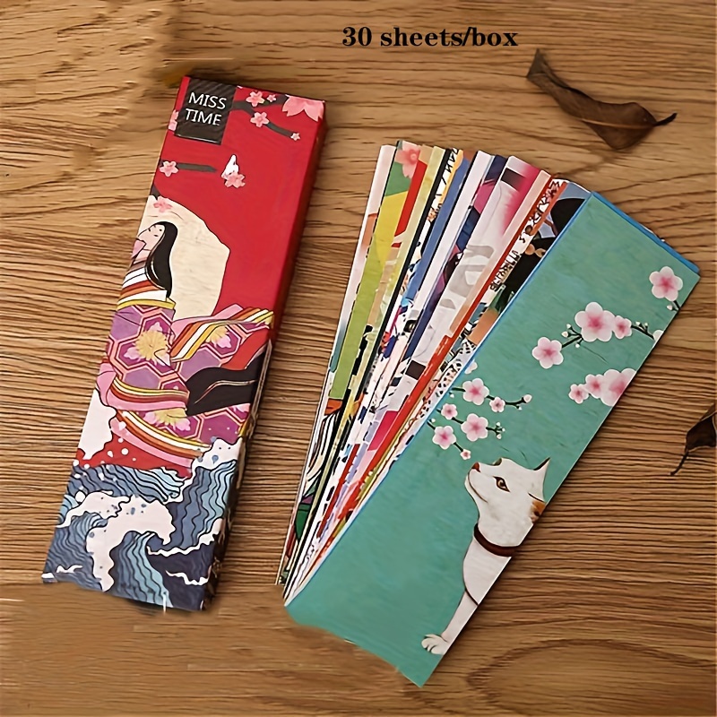 

30 Sheets Vintage Japanese Artistic Paper Bookmarks Set, Classic Literature Themed, Diy Reading Markers With Decorative Card Designs - Major Material: Paper