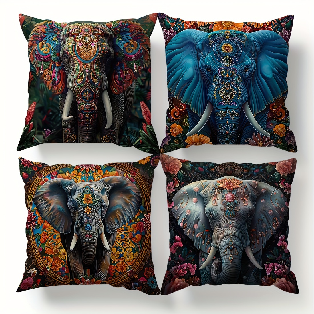 

4pcs Throw Pillow Covers Set, 17.7" - , Zip Closure, Machine Washable Polyester For Room Decor