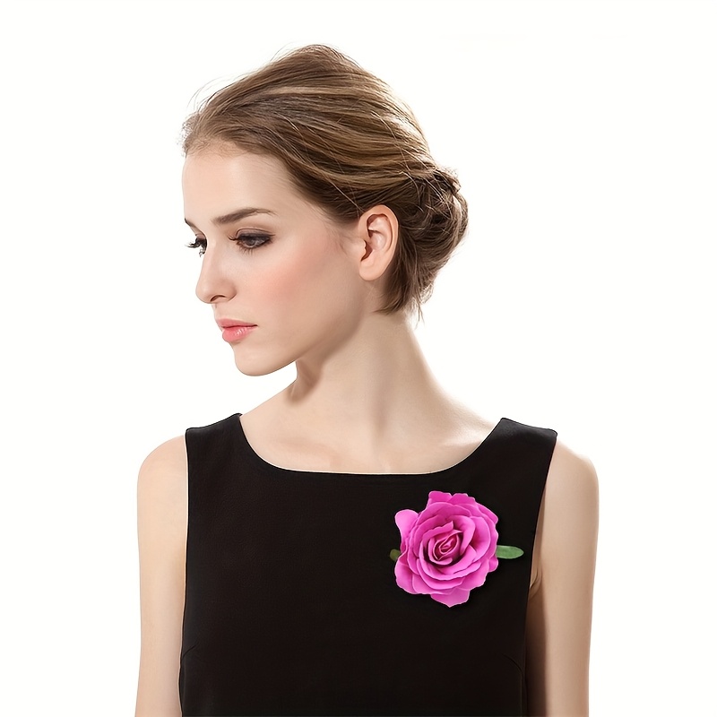 16pcs elegant 4inch rose flower hair clips hairpins floral brooches pin boho hair clip rose hair accessories for women   bridal Product details 2