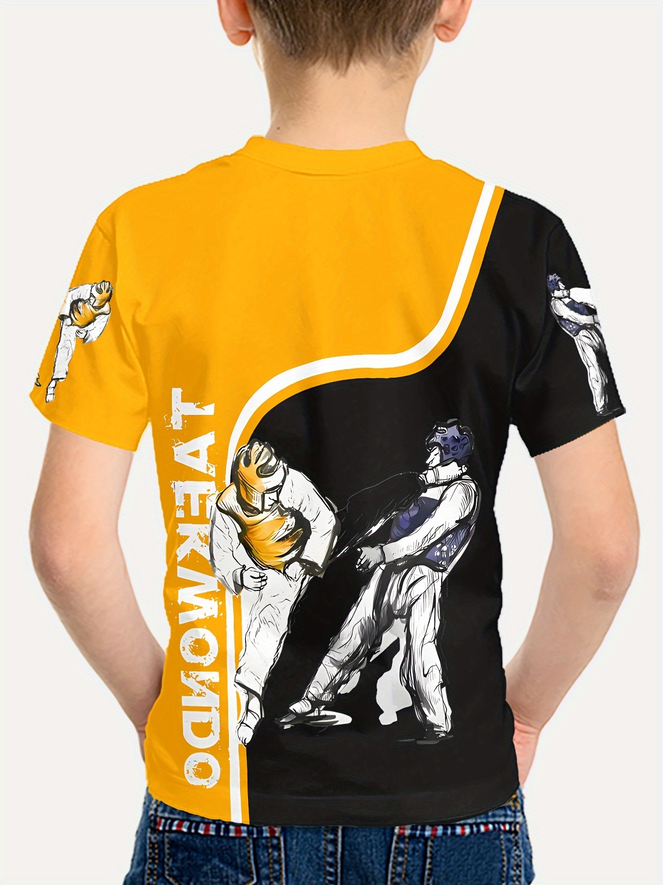 camiseta manga corta casual niños estampado 3d taekwondo Temu