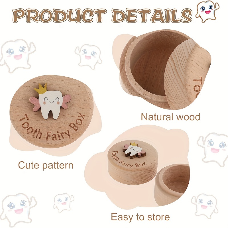 

1pc Wooden Tooth Box, Home Decoration, Tooth Fetal Hair Storage Box, Collection Box, Tooth Preservation Box, Ring Jewelry Box, Chinese New Year, Birthday Gift