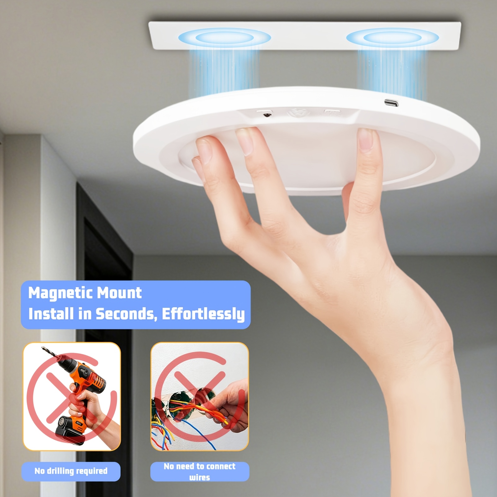 Remote-Controlled Magnetic Wireless Ceiling Light with Rechargeable Battery