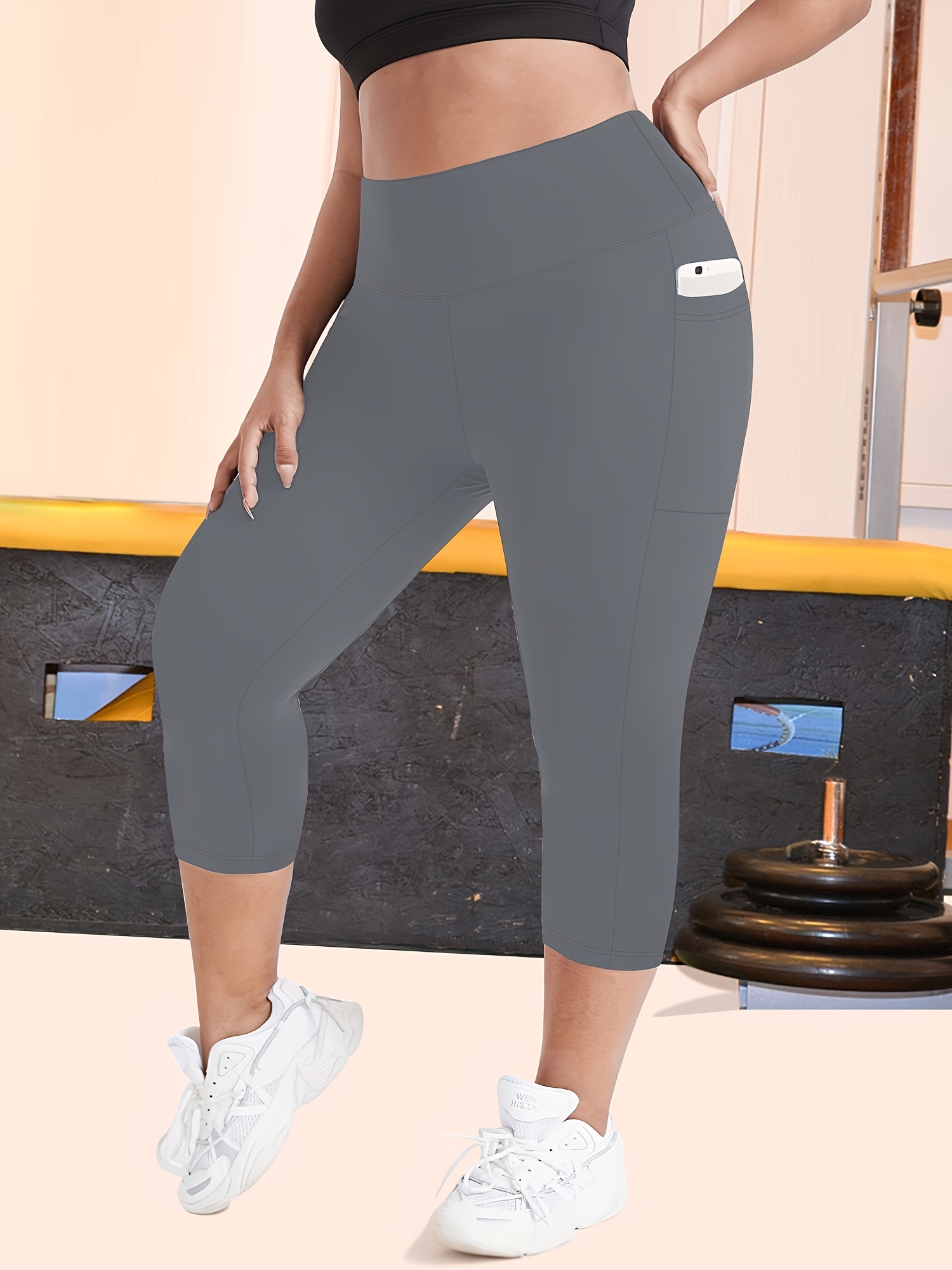 Plus Size High-Waisted Leopard Print Capri Pants with Side Pocket - Stretchy Casual Skinny Jeans for Spring/Summer/Fall, Casual Wear|Leopard Print Pants|Stretchy Fabric