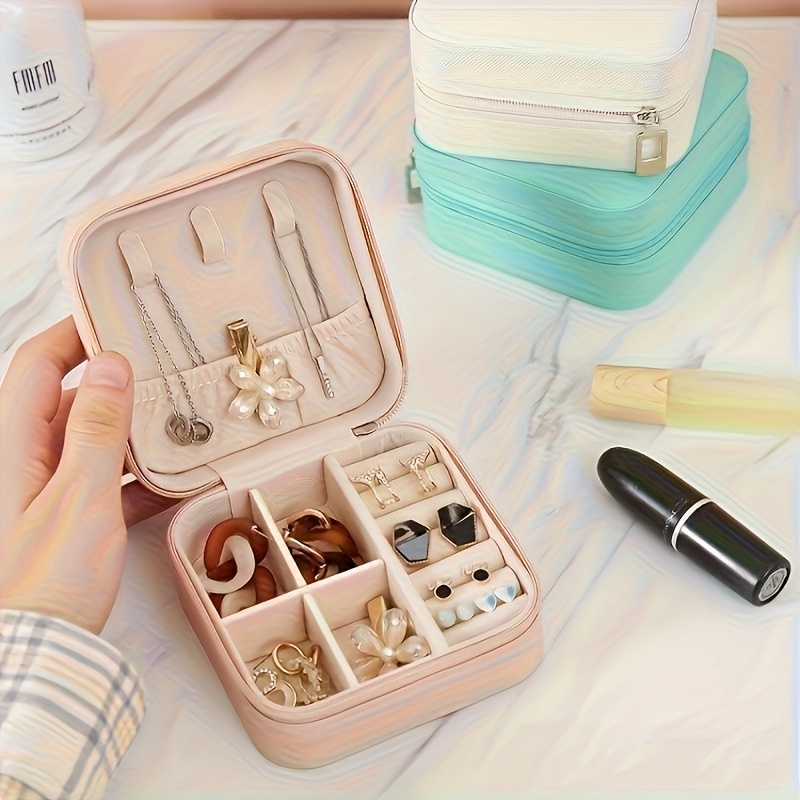 50pcs pink and green combination small jewelry box   leather trinket storage case portable earring organizer   travel and everyday use with bridesmaid proposal gift set ideal for valentines day and new year gifts home jewelry storage box jewelry boxes Product details 2