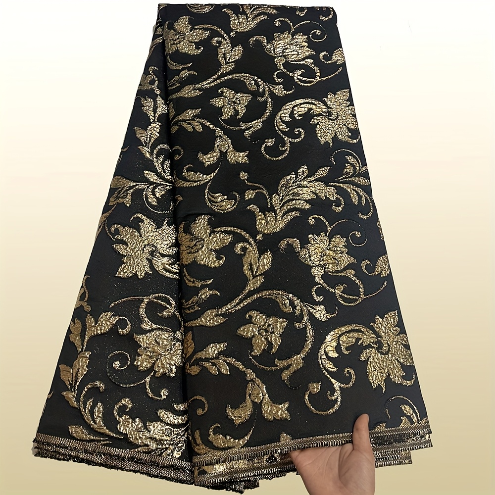 slim fit dress slacks Brocade Fabric Black Gold Jacquard Fabric Wedding Bridal Dress Fabric Saree Fabric Indian Gold Dress Fabric Brocade by The Yard -NFAF38