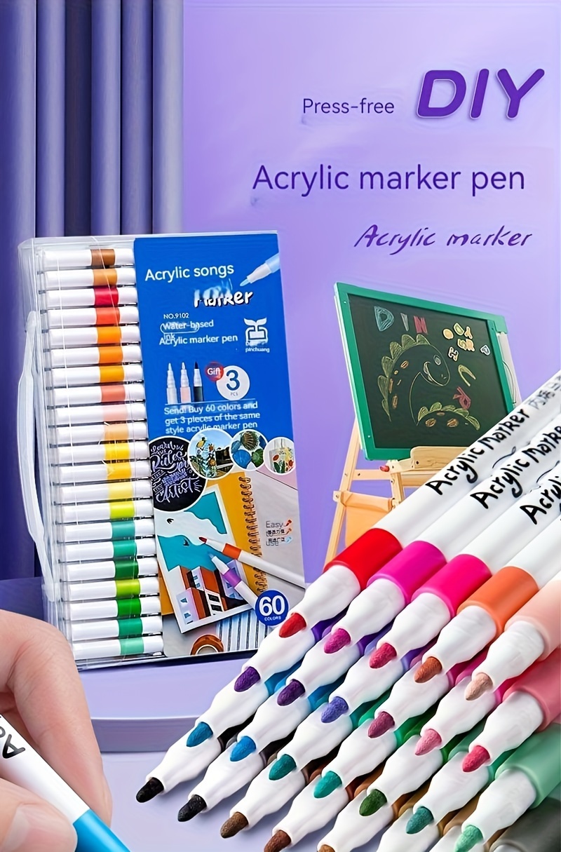 Acrylic Paint Markers for Adults, Fine Tip, Medium Point, Washable, Ambidextrous Plastic Body, Permanent, for Rock, Wood, Glass, Fabric, Ceramic, Stone Arts and Crafts, Professional Artistic Use, Ideal Birthday, Christmas, Easter Gift, for 14+