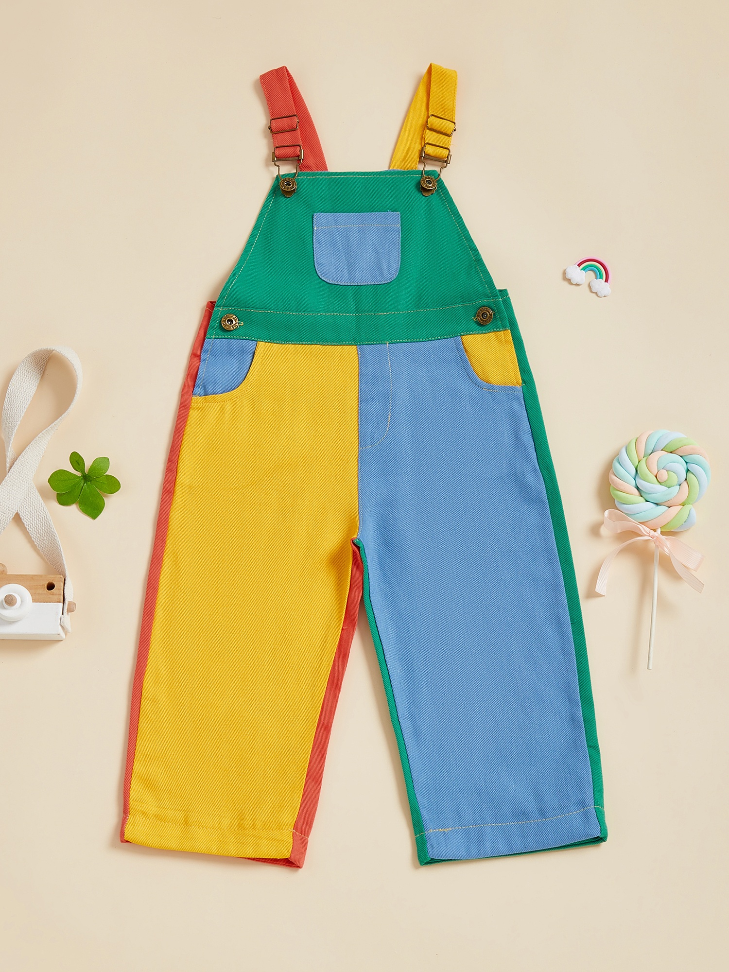 red overalls sold on Temu United States