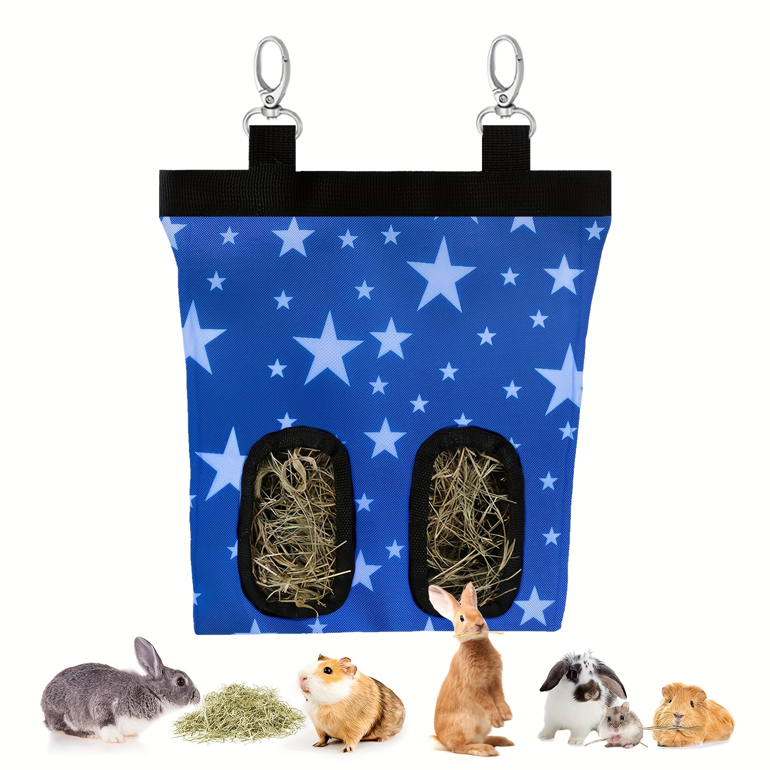 

1pc Rabbit Hay Feeding Bag, Star Pattern 1/2/3/4 Holes Hay Hanging Storage Bag For Rabbit Guinea Pig Chinchilla