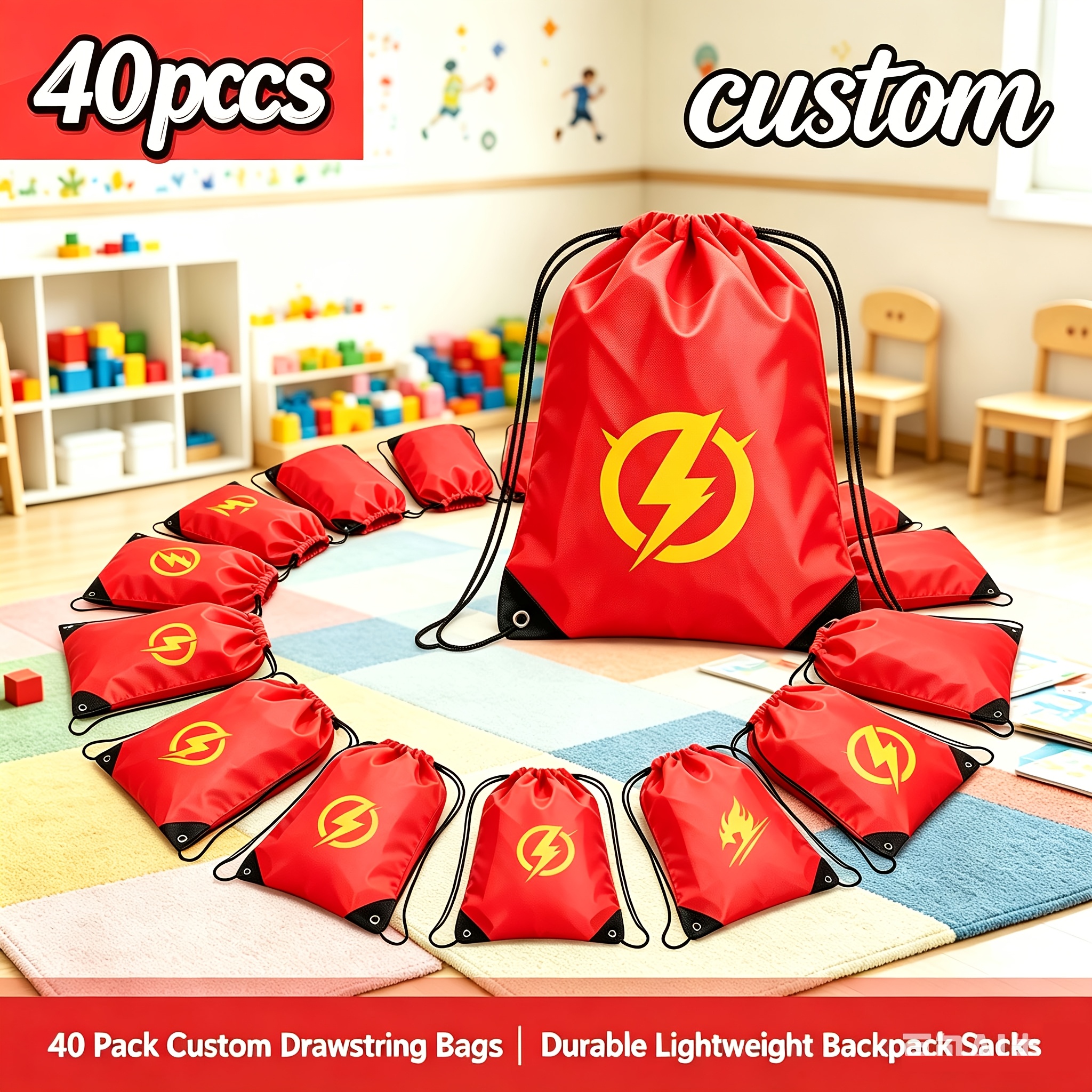 40pcs Customizable Climbing Rope Bag, Durable Polyester Material