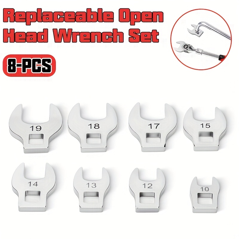 8pcs Replaceable Open-End Wrench Set with Interchangeable Heads