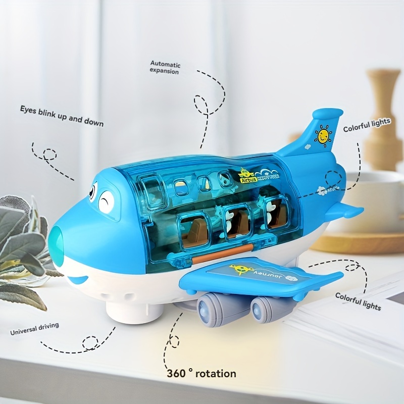 

Rotating Electric Airplane Toy With Lights And Music, Interactive -q Airplane For Kids, Large Size, Universal Driving, Automatic Expansion, Eyes, Lights, Plastic, Color - Halloween And Christmas Gifts