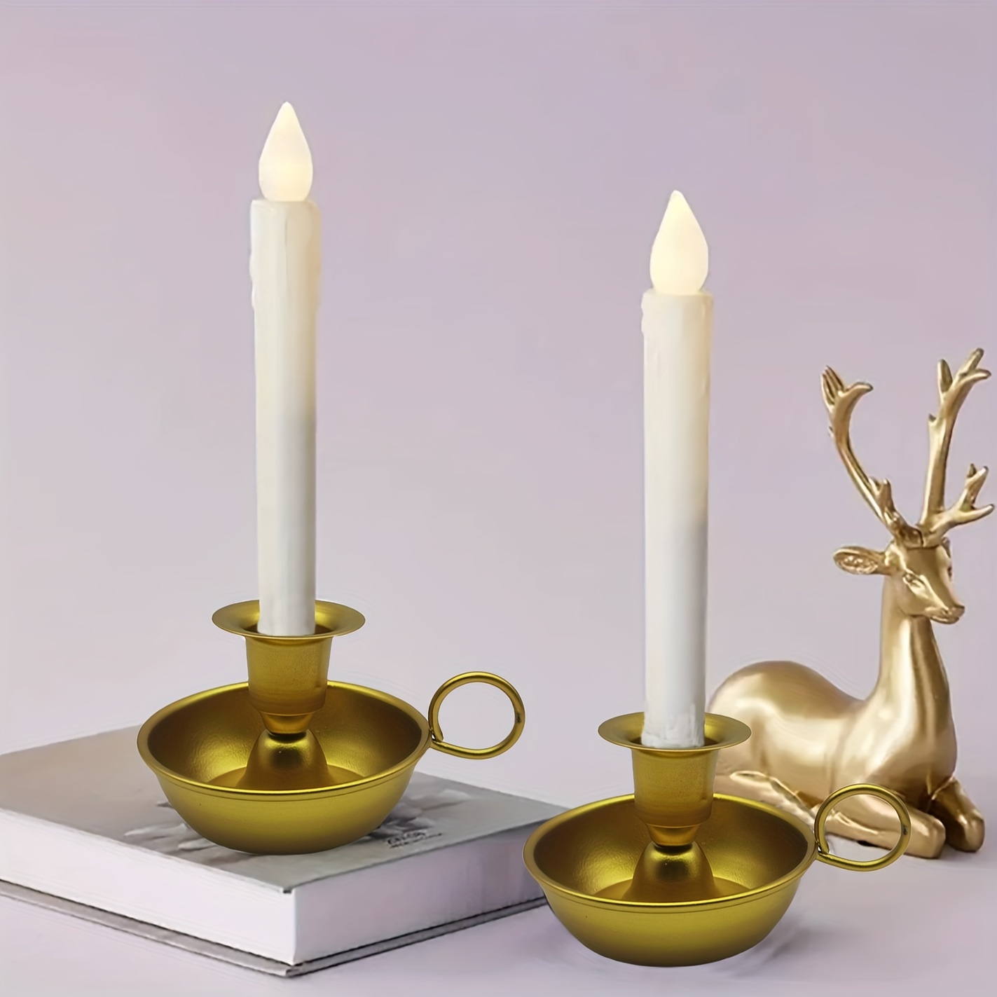 

1pc, Candlestick Small Tray Candlestick Metal Candlestick Fireplace Decoration Party Decoration (golden/)