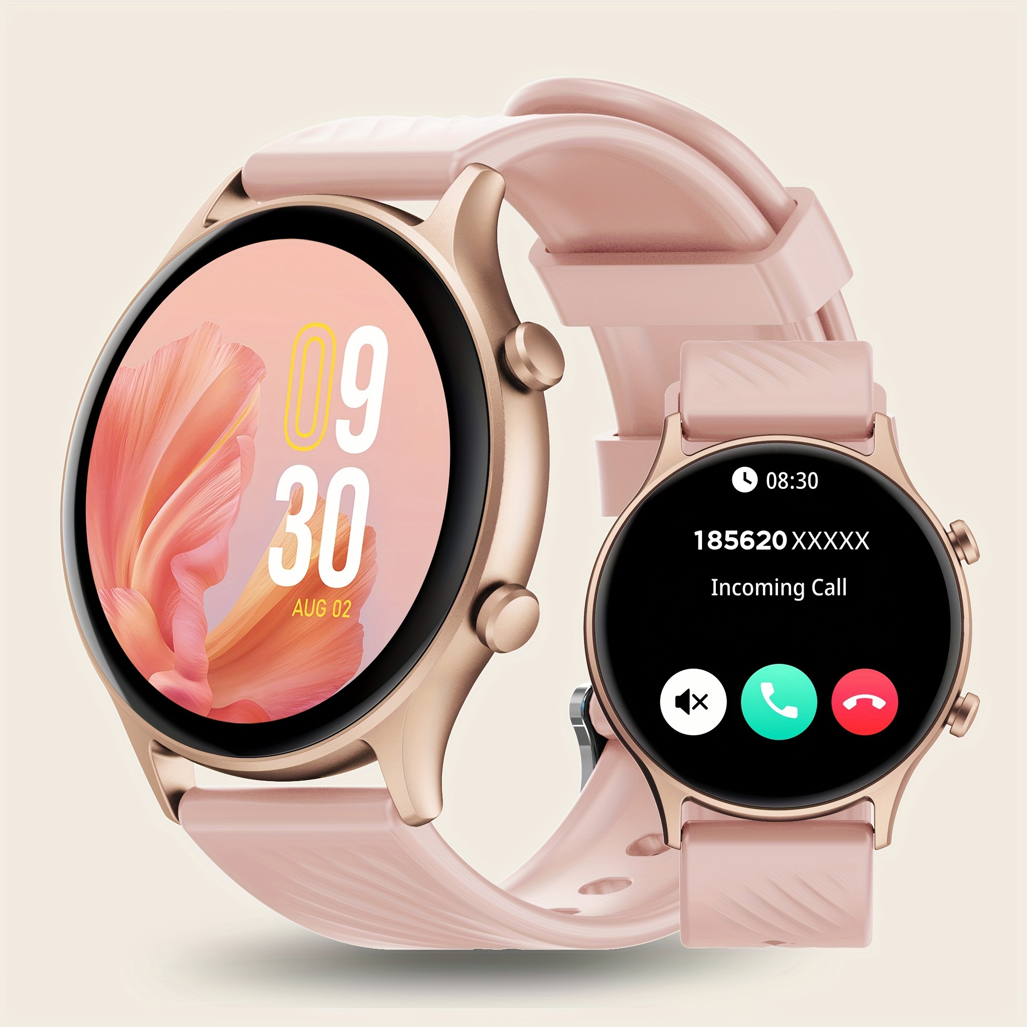 outdoor smart watch for men and women 1 39 hd round screen wireless calls message push waterproof 100 sports mode fitness   steps calories music control sleep monitoring smartwatch for android and ios phones