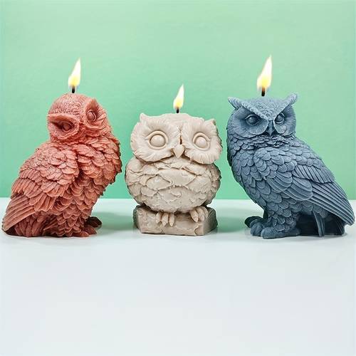 3d owl silicone mold for aromatherapy candles handcrafted gypsum wax crafting tool unique irregular shape home decor