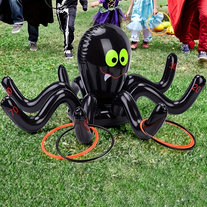 

Inflatable Octopus Toss Game Set With Spider Rings - Party Throwing Activity, Plastic No-battery Needed, Adults Outdoor Fun