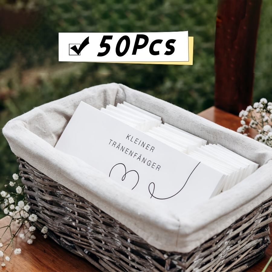 E-shop 50 Stück Papier Deutsche Sprache Hochzeit Frohe Tränen Taschentücher Ärmel - Minimalistische Linie Herz Themen Kleine Tränenfänger Halter,