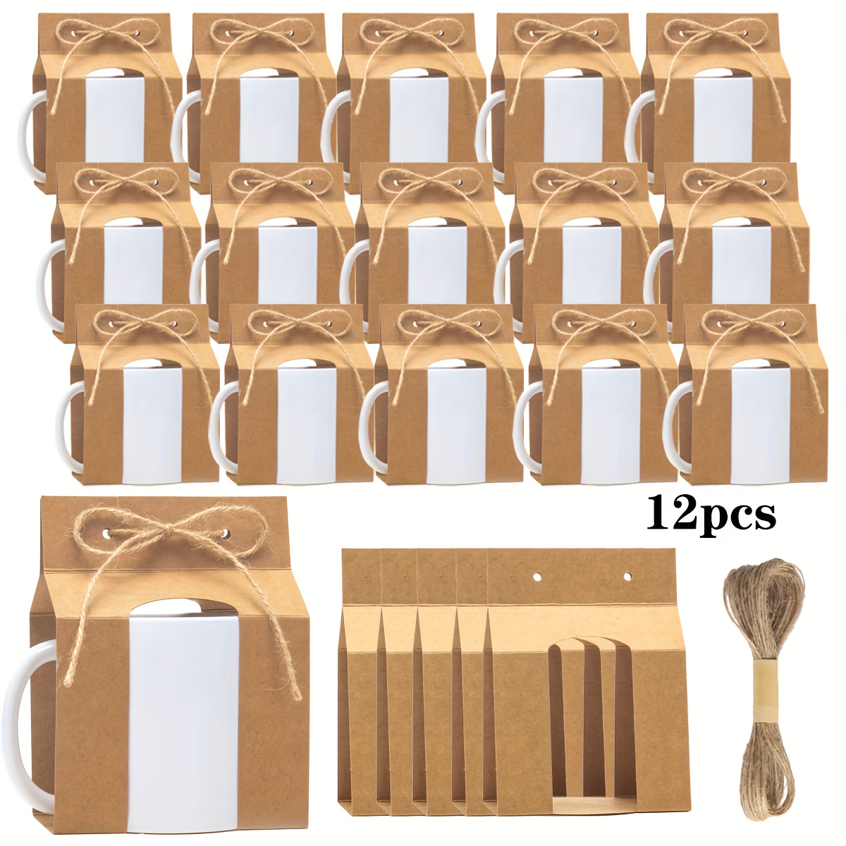 Image of 12/24pcscup Packing Boxes, For Heat Transfer Mugs, Gift Bags, Cup Boxes With Windows, Cup Gift Packing Boxes For Shipping And, Cup Gift Packaging, Christmas, Halloween