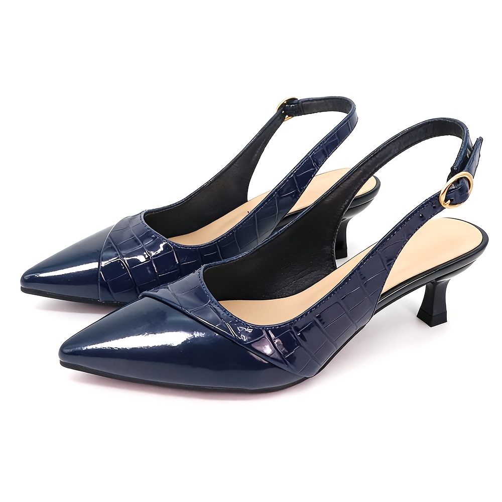 blue dress sandals low heel Open-Toe Navy Blue Wedge Formal Prom Shoes with Beads Navy / 12M main image 1