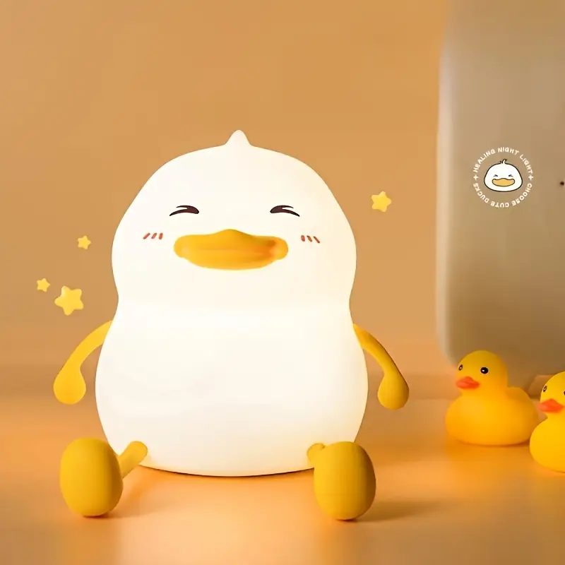 adorable fatty duck tap lamp usb rechargeable adjustable brightness night light with cute cartoon glow for bedroom decor creative birthday gift for home office duck decor design durable plastic Product details 0