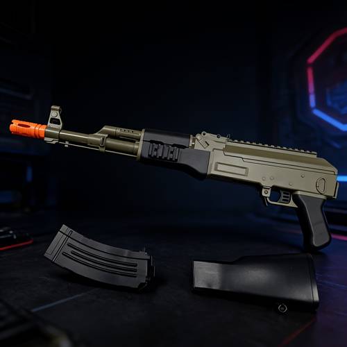 ak47 rifle semi automatic mechanical simulation toy gun semi automatic back blow no battery required 1 magazine 16 shells 50 projectiles simulation science model