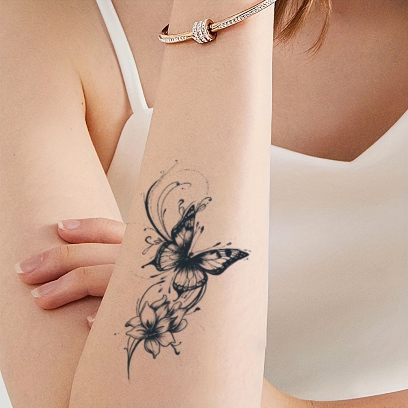 Temporäre Tattoos „Schmetterling Pusteblume“ – Bis Zu 2 Wochen Haltbar, Wasserfest, Vegan
