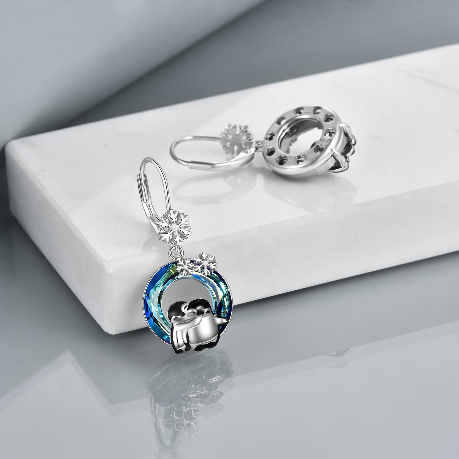 Women's Sterling Silver Cute Penguin Earrings, Gift for Her