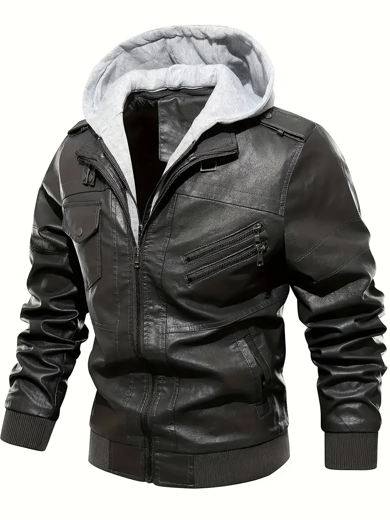 herren pu lederjacke durchgehendem reißverschluss Temu Germany