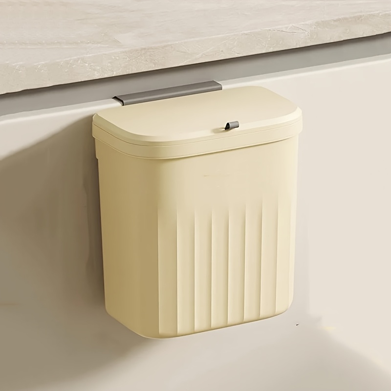 TEMU Hanging Trash Can For Kitchen Cabinet Door, Hanging Trash Can With Lid, Multifunctional Wall Mounted Trash Can, Small Kitchen Trash Can, For
