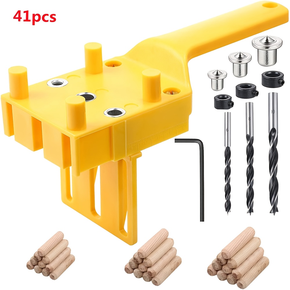 1/8/41pcs Handheld Dowel Jig Kit With Abs Plastic Quick Wood Doweling Jig Handheld Pocket Hole Jig 8 10mm Drill Bit Hole Puncher