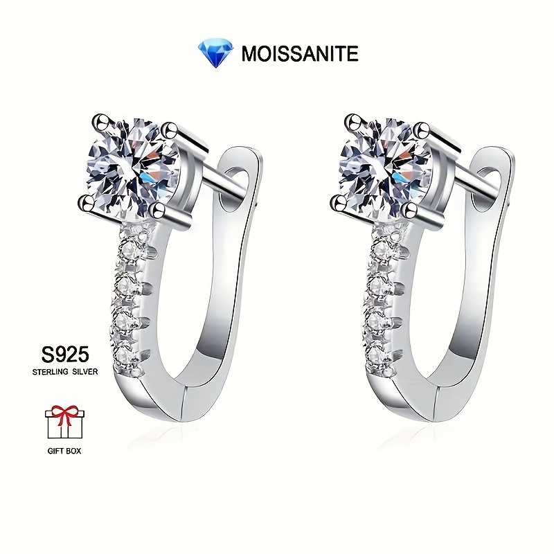 

1 Pair Of 925 Sterling Silver 0.5*2carat Moissamite With 4 Small Diamond Earrings A Gift For Wife's Anniversary A Woman's Birthday Jewelry For Her Girlfriend A Valentine's Day Day Gift, Gift Box