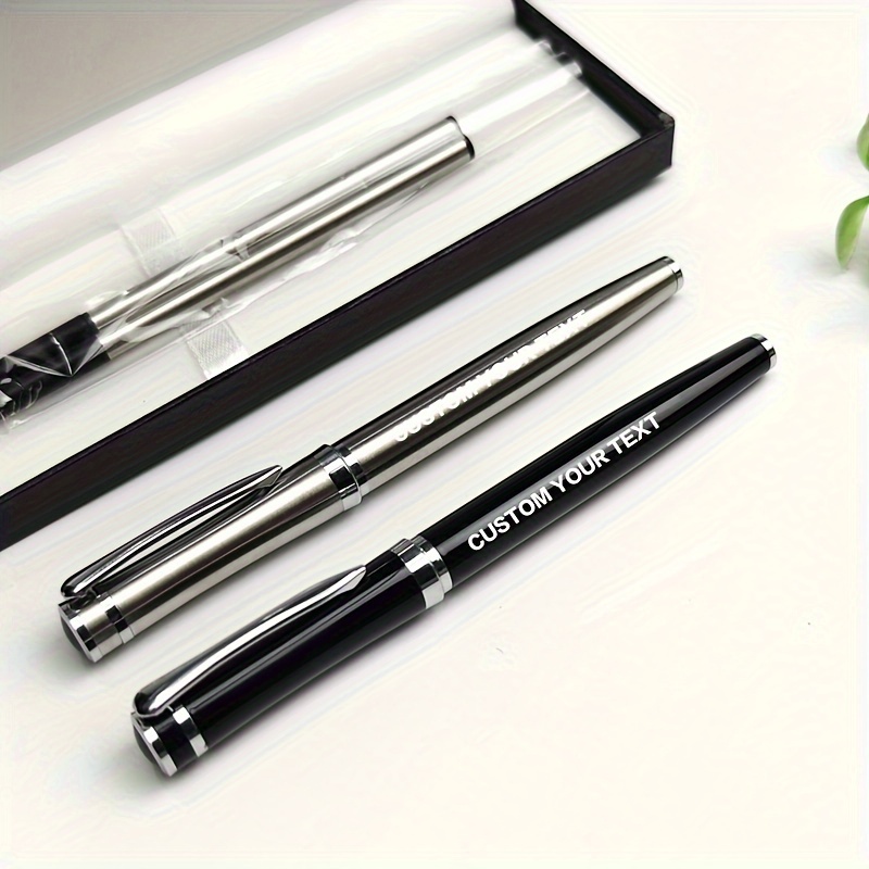 

5pcs Customizable Pen Set, Medium Point, Ergonomic Stainless Steel Pens With 2 Extra Black Refills For Smooth Writing - Ideal Birthday, Father's Day, Christmas Gift For Business, Office, School